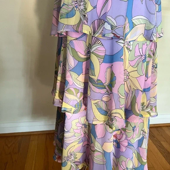 Tahari ASL Pastel Floral Halter Midi Dress - Picture 2 of 3